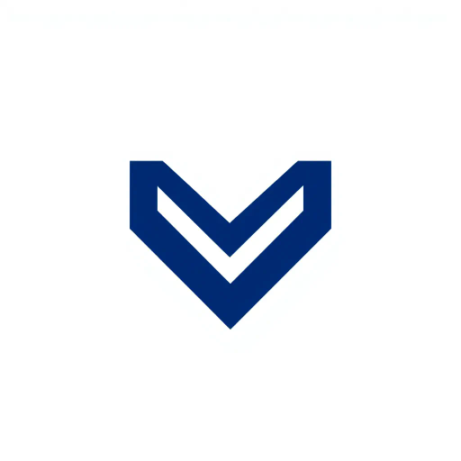 abstract M lettermark, geometric precision, two thick diagonal lines, sharp V convergence, bold solid indigo, minimal modern logo, geometric shapes, Bauhaus influence, dynamic symmetry, clean lines, minimalism, stark contrast, white background, conceptual simplicity, contemporary aesthetics, high-impact clarity