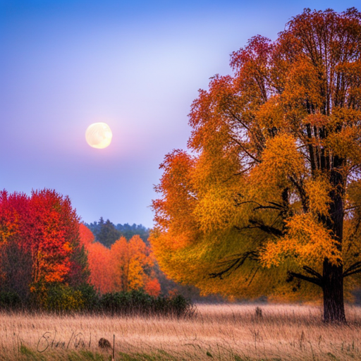 autumn, foliage, colors, golden hour, nature, landscape, impressionism, warm tones, atmospheric, tranquility, fall, harvest moon, misty, earthy, rustic, vibrant, cozy, nostalgic, picturesque, serenity, solitude, melancholy, impressionist, warm palette, soft focus, serene landscape, leafy, natural beauty, harvest season, misty morning, earthy tones, rustic charm, vibrant colors, cozy atmosphere, nostalgic vibes, picturesque scenery, serene tranquility, solitary reflection, melancholic mood, impressionistic style, warm autumn palette, soft atmospheric lighting, serene rural landscape, golden foliage, misty autumn mornings, earthy textures, rustic elements, vibrant foliage, cozy warmth, nostalgic scenery, picturesque beauty, serene solitude, melancholic atmosphere