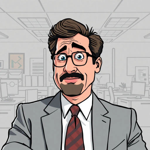 Michael Scott, The Office, television character, cubist influence, geometric shapes, humorous expression, bold outlines, abstract composition, modern office setting, muted color palette, fine line work, playful mood, 21st-century television, intricate details, satirical presentation, vibrant energy, cultural iconography, Steve Carell, eccentric boss, workplace comedy, interlocking forms, pop culture reference, contemporary art influence, visual comedy, layered textures