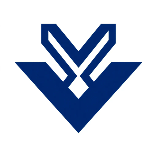 abstract M lettermark, geometric precision, two thick diagonal lines, sharp V convergence, bold solid indigo, minimal modern logo, geometric shapes, Bauhaus influence, dynamic symmetry, clean lines, minimalism, stark contrast, white background, conceptual simplicity, contemporary aesthetics, high-impact clarity