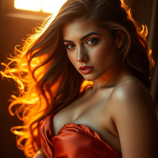 vibrant youth, alluring curves, radiant beauty, opulence, ethereal glow, contemporary allure, delicate elegance, Renaissance influence, chiaroscuro lighting, warm sunset hues, feminine grace, luxurious silk texture, enchanting gaze, sensuality, bold composition, dynamic movement, modern aesthetic, beauty idealism, Baroque opulence, mystical charm, captivating presence, intimate portrait, high detail, artistic celebration, confident expression, dramatic contrast, vivid realism, Michelangelo-inspired poses, athletic elegance, muscular definition, powerful femininity, shadow play, classical beauty, grace and poise, emotional depth, timeless allure, intricate details, enchanting atmosphere, opulent textures, chiaroscuro contrast, seductive elegance, fluid lines, dreamlike quality, harmonious balance