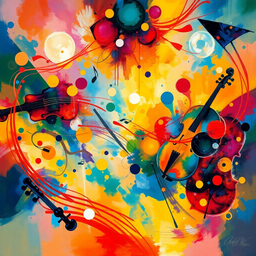 harmony of the spheres, ethereal symphony, aurora borealis, music visualization, cosmic resonance, abstract expressionism, vibrant chroma, Kandinsky influences, flowing melodies, celestial orchestra, dreamlike atmosphere, surreal landscapes, harmonious rhythms, visual synesthesia, universal connection, luminous colors, ethereal light, transcendental experience, spiritual awakening, dimensional journey, divine soundscape, poetic emotion