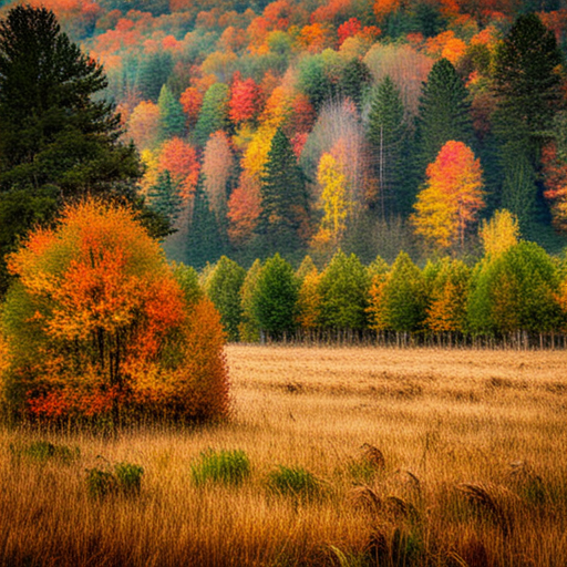 autumn, foliage, colors, golden hour, nature, landscape, impressionism, warm tones, atmospheric, tranquility, fall, harvest moon, misty, earthy, rustic, vibrant, cozy, nostalgic, picturesque, serenity, solitude, melancholy, impressionist, warm palette, soft focus, serene landscape, leafy, natural beauty, harvest season, misty morning, earthy tones, rustic charm, vibrant colors, cozy atmosphere, nostalgic vibes, picturesque scenery, serene tranquility, solitary reflection, melancholic mood, impressionistic style, warm autumn palette, soft atmospheric lighting, serene rural landscape, golden foliage, misty autumn mornings, earthy textures, rustic elements, vibrant foliage, cozy warmth, nostalgic scenery, picturesque beauty, serene solitude, melancholic atmosphere