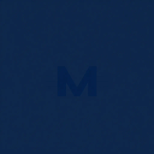 bold M logo mark, solid geometric letter, structured layers, subtle thin horizontal connector lines, indigo on white, modern minimal SaaS branding, flat vector, modernist simplicity, Bauhaus influence, clean design, minimalist aesthetics, structured composition, primary color palette, geometric precision, visual balance, negative space utilization, corporate identity, digital branding, contemporary design language, clarity in form