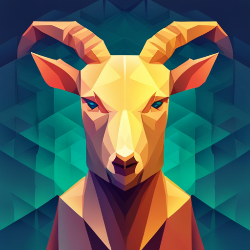 abstract, vector, low-poly, small, goat, robot, polygonal, geometric shapes, minimalism, vibrant colors, digital art, modernism, futuristic, AI, technology, simplicity, sharp edges, symmetry