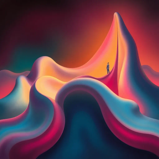 surrealism, Salvador Dali, soft undulating forms, exaggerated proportions, vibrant hues, ethereal glow, dreamlike atmosphere, smooth textures, abstract interpretation, flowing curves, sensuality, bold lines, surreal composition, imaginative realism, juxtaposition, playful fantasy, dynamic symmetry, baroque elegance, soft focus, surrealist intent, whimsical flair, inspired by René Magritte, emotional depth, enchanting allure