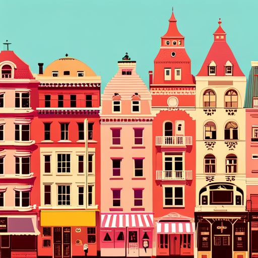 quaint, color palette, symmetrical, whimsical, whimsy, 60s, 70s, vintage, retro, nostalgia, Wes Anderson, The Royal Tenenbaums, The Life Aquatic with Steve Zissou, Fantastic Mr. Fox, Moonrise Kingdom, Grand Budapest Hotel, quirky, eccentric characters, visual storytelling, limited color palette, pastels, bright colors, tracking shots, overhead shots, geometric compositions, warm tones, vintage props, textured surfaces, dollhouse-inspired sets, surreal landscapes, quirky props, film grain, vintage camera effects