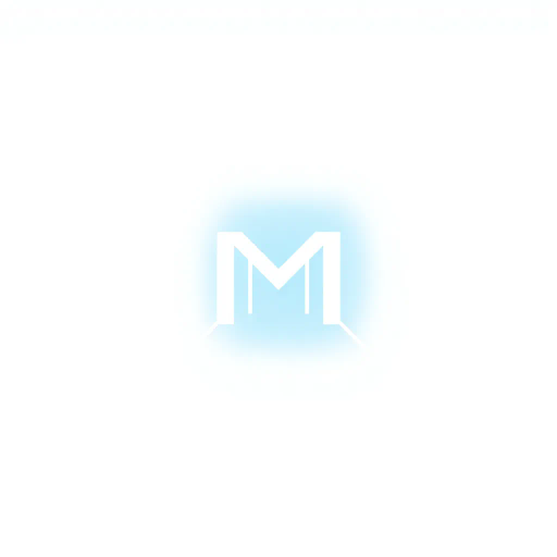 abstract letter M logo, parent node, child nodes, thin branching lines, tree hierarchy, indigo gradient, minimal vector design, white background, geometric abstraction, modernist influence, Bauhaus, clean lines, connection symbolism, hierarchical structure, conceptual design, negative space, visual balance, contemporary aesthetics