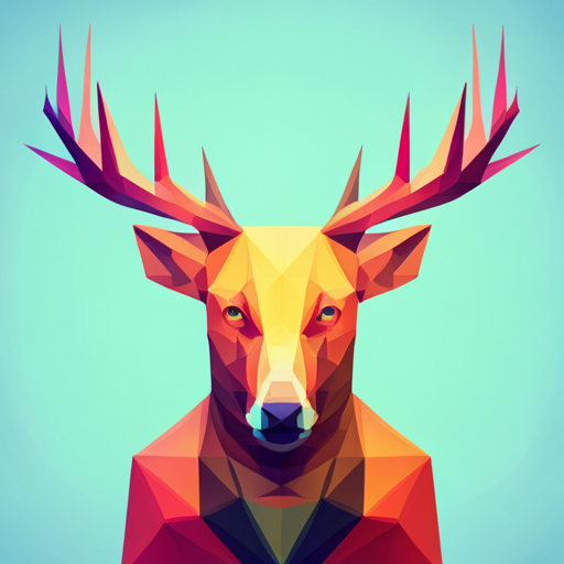 Abstract, Vector, Low-poly, Small, Goat, Antlers, Robot