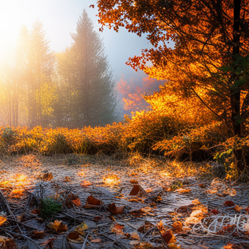 autumn, foliage, colors, golden hour, nature, landscape, impressionism, warm tones, atmospheric, tranquility, fall, season, harvest, harvest moon, misty, earthy, rustic, vibrant, cozy, nostalgic, picturesque, serenity, solitude, melancholy, photographic