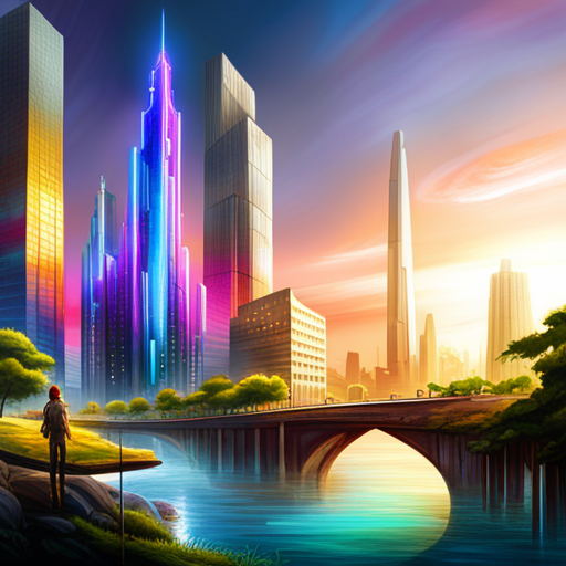 futuristic, sci-fi, cityscape, nature, victory, heroes, utopia, cyberpunk, neon lights, contrast, technology, lush greenery, sustainable architecture, rebellion, dystopian elements, vibrant colors, organic vs artificial, futuristic vehicles, towering skyscrapers, peaceful coexistence, post-apocalyptic remnants, glowing signs, urban jungle, advanced civilization