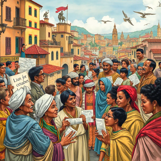 vintage, educational scene, Norman Rockwell influence, dynamic composition, diverse characters, primary colors, detailed line work, classroom setting, historical context, engaging storytelling, cultural exploration, emotional expressions, teaching moment, narrative depth, traditional techniques, cultural diversity, vibrant illustrations, storytelling dynamics, educational theme