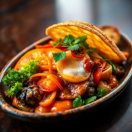 hyper-realistic, culinary artistry, vibrant color palette, exquisite detail, natural lighting, gourmet presentation, intricate textures, lush ingredients, culinary elegance, food styling, tantalizing composition, gastronomic delicacy, modern cuisine, masterful technique, elevated presentation, emotive flavors, rich tones, sensory appeal, visual feast, contemporary realism, nuanced lighting, exquisite craftsmanship, culinary imagination, sumptuous dish, dining experience