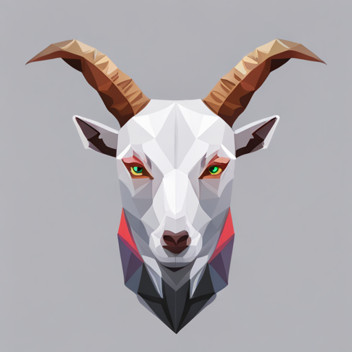 abstract, vector, low-poly, small, goat, antlers, robot, white background