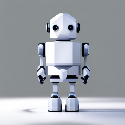 Minimalist, geometric shapes, white aesthetic, robotics, low-poly, digital rendering, 3D modeling, friendly, cute