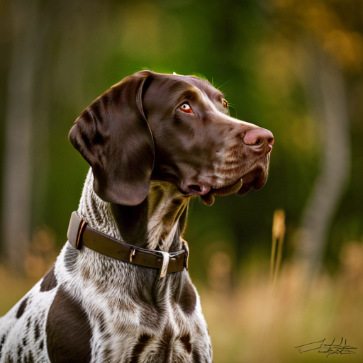 German shorthair pointer, hunting dog, canine, sporting dog, pointer breed, German origin, animal photography, fast, energetic, running, alert, focused, intelligent, outdoors, nature, wildlife, brown and white coat, sleek, muscular, medium-sized, ears, nose, fur, eyes, expressive, loyal, agile, scenting, sniffing, hunting instinct, athletic, powerful, vigorous, active, bird dog, game bird, versatile, nose-to-the-ground, scent trail, gunpowder, gun dog, field work, pointing, retrieving, upland bird hunting, waterfowl hunting, agility trials, obedience training, retrieving trials