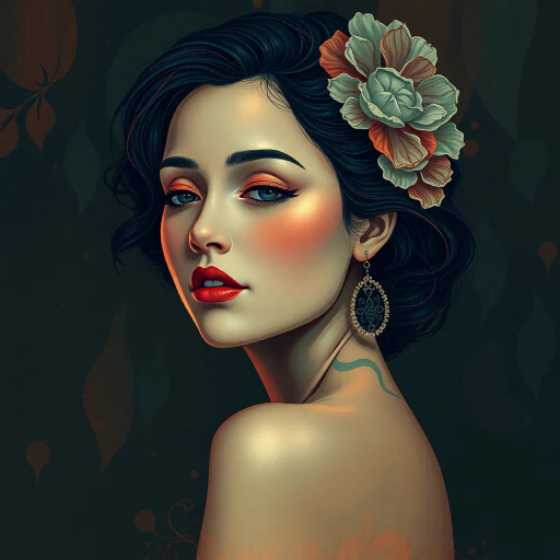 ethereal goddess, renaissance-inspired, chiaroscuro lighting, serene expression, surrealism, bold brushstrokes, celestial colors, flowing robes, delicate textures, vibrant jewel tones, intricate detailing, mystical aura, vaporwave influences, dreamlike atmosphere, novel perspective, modern reinterpretation, dynamic composition, timeless elegance, abstraction, metaphorical essence