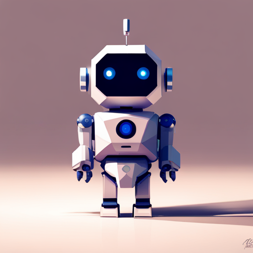 Tiny, Front-Facing, Low Poly, Minimalist, Geometric Shapes, Robotics, Whimsical, White Background