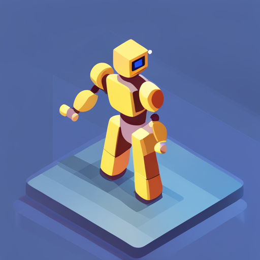 Isometric, geometric shapes, plastic, robot, mascot, low-poly, 3D modeling, bright colors, crisp edges, clean lines