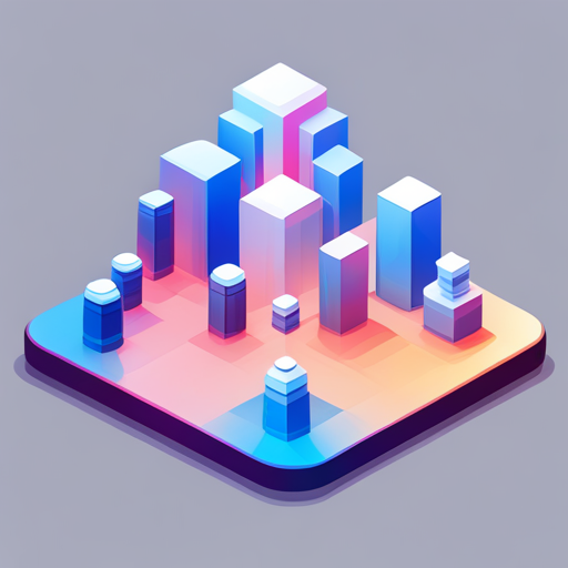 an isometric perspective of a plastic bot with geometric shapes, rendered using the low-poly technique and featuring vibrant colors as an app mascot