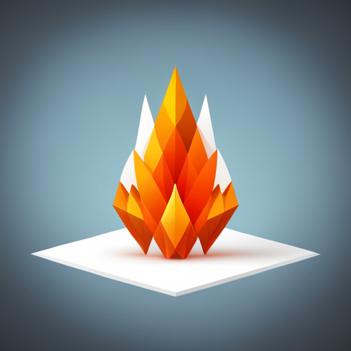 low polygon, geometric shapes, fire, flame, icon design, white background