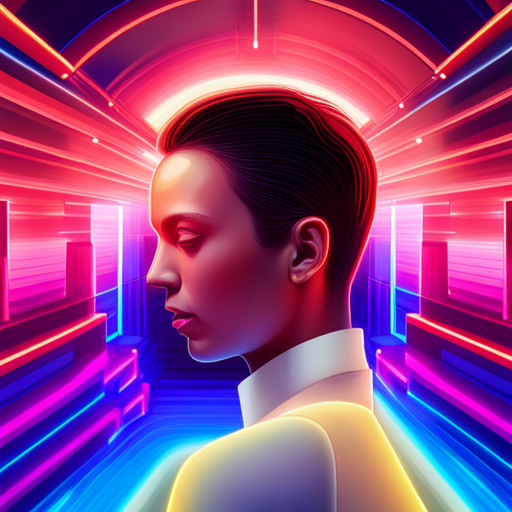 futuristic technology, artificial intelligence, machine learning, algorithmic design, visual recognition, neural networks, big data analytics, branding identity, abstract shapes, geometric patterns, sci-fi, neon lighting