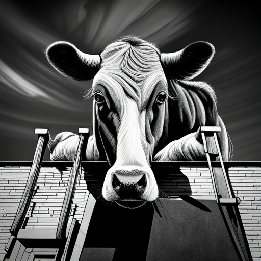 black and white, cow, taking, cartoon, milk bottle, humor, illustration, graphic novel, pop art, ink, line work, contrast, exaggerated, funny, satire, speech bubbles, narrative, action, cartooning, motion lines, expression, anthropomorphic, bold, comedy, storytelling