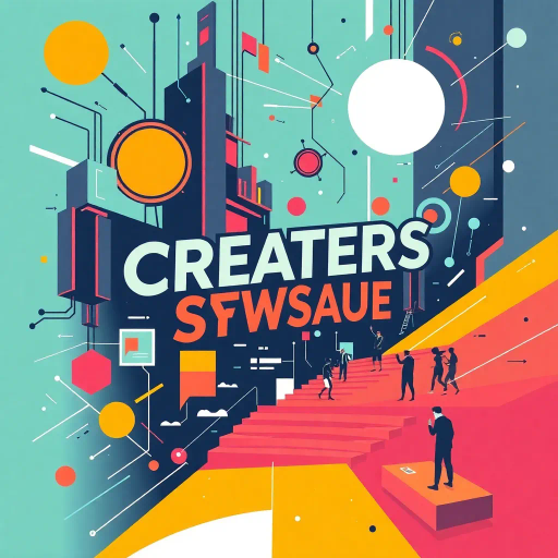 vibrant logo design, dynamic typography, abstract composition, futuristic elements, technology influence, Bauhaus movement, neon colors, minimalism, creative exploration, interactive media, high contrast, circular motifs, geometric shapes, playful aesthetics, innovation, community spirit, collaborative energy, bold outlines, tech textures, modern craftsmanship, forward-thinking, expressive design