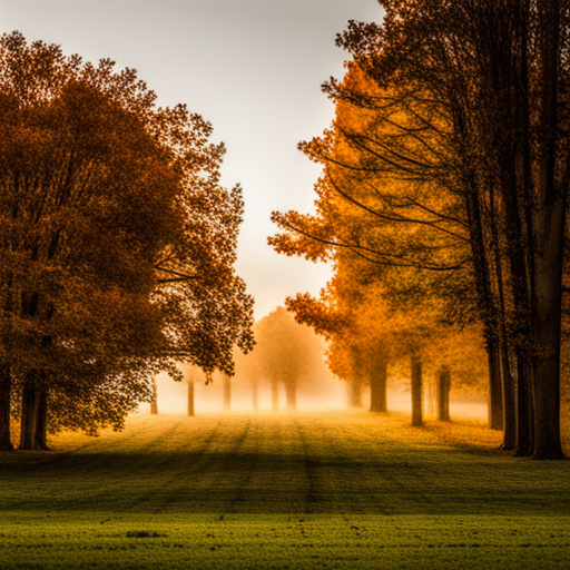 autumn, foliage, colors, golden hour, nature, landscape, impressionism, warm tones, atmospheric, tranquility, fall, season, harvest, harvest moon, misty, earthy, rustic, vibrant, cozy, nostalgic, picturesque, serenity, solitude, melancholy