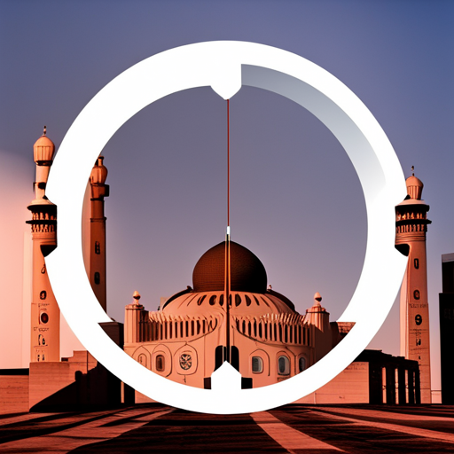 symbolic, masjid, rounded border, border shadow, clock, time, 04:10, caption, 7 minutes walking distance, location