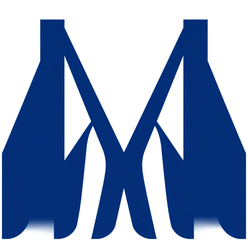 geometric design, lettermark logo, abstract composition, bold parallel strokes, V-shaped bridges, hierarchy levels, indigo blue, minimalistic vector art, flat design, clean lines, stark contrast, modern typography, precise angles, architectural influence, symmetry, spatial arrangement, contemporary aesthetics, visual hierarchy, white negative space, simplicity, structural balance