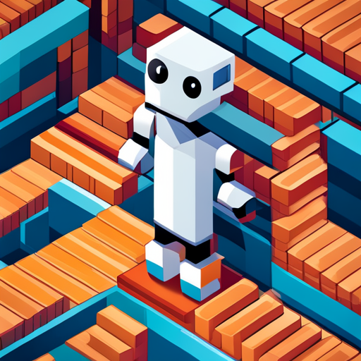 isometric perspective, plastic materials, robot art, digital medium, pop art, geometric shapes, scale, app mascot, vibrant colors