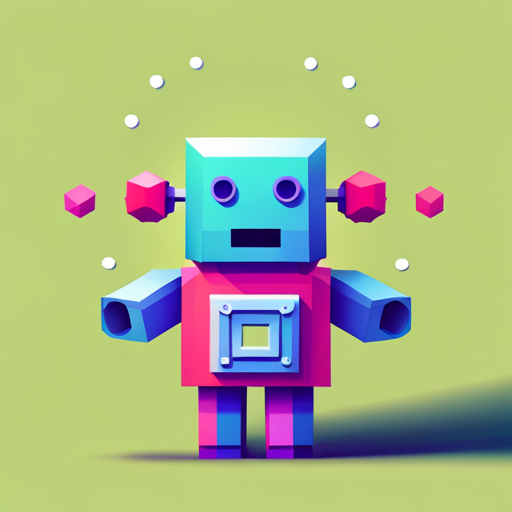 geometric shapes, vector graphics, robotics, cuteness, bright colors