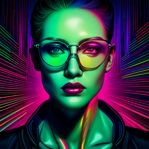 electric blue, neon green, cyberpunk, reflection, aviators, festival, lights, desert, post-apocalyptic, fashion, futuristic