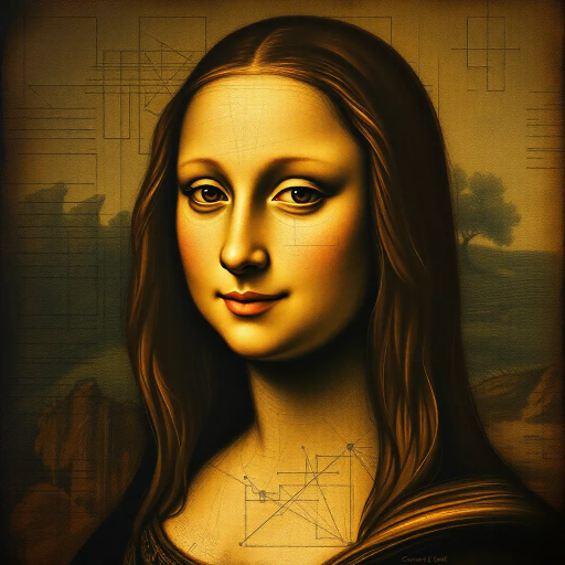 Renaissance genius, Leonardo da Vinci, intricate sketches, chiaroscuro lighting, detailed anatomy, golden ratio, ethereal elegance, historical brilliance, tempered brush strokes, subtle gradients, visionary intellect, Mona Lisa's smile, Vitruvian geometry, timeless innovation, harmonious balance, sfumato technique, Italian mastery, artistic revolution