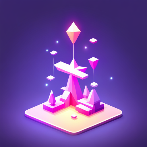 geometric shapes, low-poly modeling, iconography, digital medium, minimalism, isometric perspective, antenna, technology