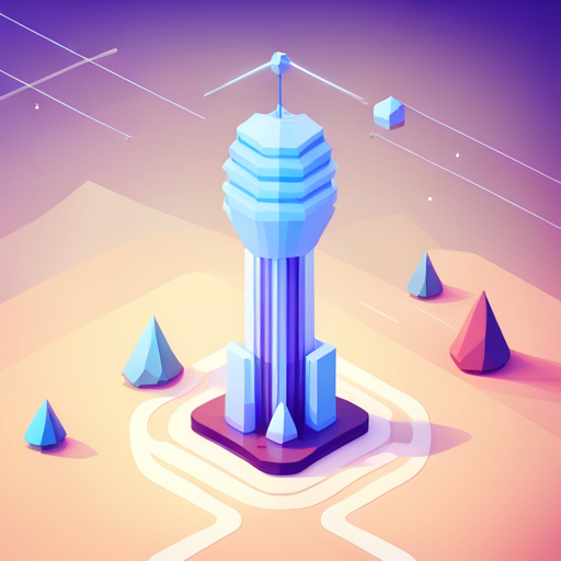 Low poly, geometric shapes, antenna, iconography, minimalism