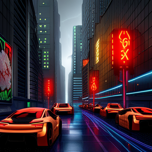 futuristic, sci-fi, city, nature, cyberpunk, dystopian, urban, technology, skyscrapers, neon lights, digital art, pollution, advanced, civilization, organic, integration, artificial intelligence, dark alleys, nature reclamation, post-apocalyptic, contrast, vibrant colors, futuristic vehicles, illuminated signs, high-rise buildings, futuristic flora, neon cityscape