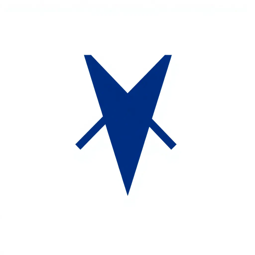 abstract M lettermark, geometric precision, two thick diagonal lines, sharp V convergence, bold solid indigo, minimal modern logo, geometric shapes, Bauhaus influence, dynamic symmetry, clean lines, minimalism, stark contrast, white background, conceptual simplicity, contemporary aesthetics, high-impact clarity