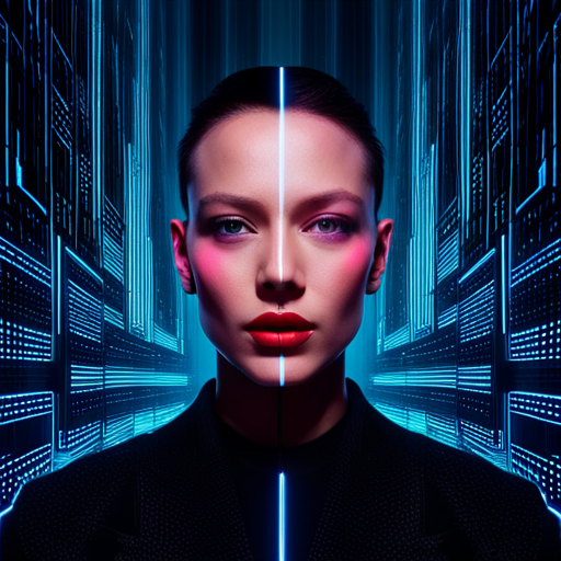 neon lighting, geometric patterns, algorithmic design, futuristic technology, big data analytics, artificial intelligence, branding identity, machine learning, visual recognition