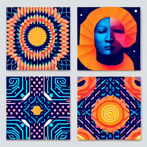 AI, neural networks, deep learning, machine vision, data visualization, futuristic technology, cyberpunk aesthetic, minimalism, geometric shapes, gradients, color blocking