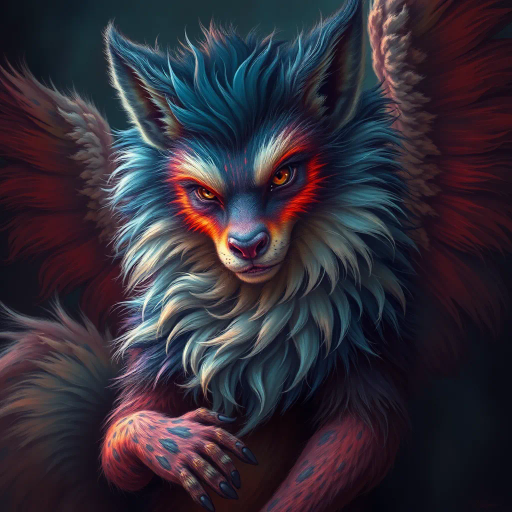 anthropomorphic charisma, lavish fur texture, vibrant chromatic tones, impressionistic lighting, dynamic pose, exaggerated proportions, sensual elegance, surreal fantasy, mythical allure, intricate patterning, expressive eyes, whimsical charm, Renaissance grace, Baroque opulence, evocative mood, fantasy realms, playful narrative, ethereal glow, character depth, narrative richness, cultural fusion, elaborate detail, alluring composition