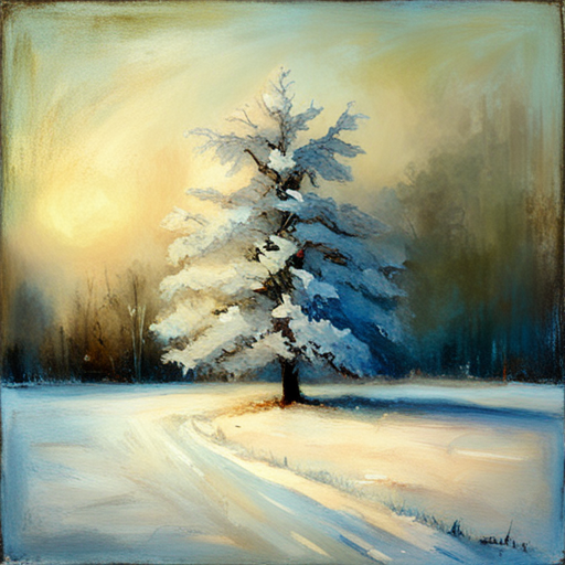 Christmas tree, white background, textured canvas, oil painting, vintage