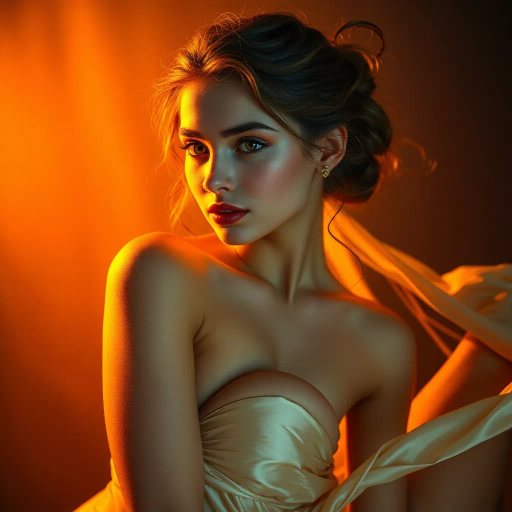 vibrant youth, alluring curves, radiant beauty, opulence, ethereal glow, contemporary allure, delicate elegance, Renaissance influence, chiaroscuro lighting, warm sunset hues, feminine grace, luxurious silk texture, enchanting gaze, sensuality, bold composition, sensual movement, dynamic poses, Baroque opulence, mystical charm, captivating presence, intimate portrait, high detail, artistic celebration, confident expression, dramatic contrast, vivid realism, Michelangelo-inspired poses, athletic elegance, muscular definition, powerful femininity, shadow play, classical beauty, grace and poise, emotional depth, timeless allure, intricate details, enchanting atmosphere, warm color palette, dynamic composition, captivating light, emotional intensity, blending of eras, renaissance to modern, cultural fusion, movement within stillness, human expression, artistic idealism, evocative storytelling