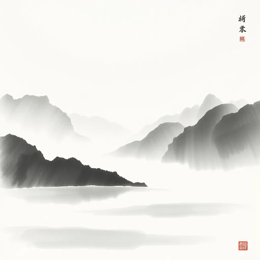 traditional chinese ink wash, minimalistic elegance, serene landscapes, Liu Shou-Kwan, soft gradients, flowing brushwork, monochrome palette, delicate textures, introspective mood, atmospheric depth, ancient Chinese heritage, meditative visuals, harmonious balance, elegant simplicity, cultural symbolism, elegant calligraphy, ethereal mists, timeless beauty, spiritual journey, intricate line quality, profound serenity, tranquil tone, classical composition, restrained palette, intrinsic harmony, digital landscape, modern interpretation, artistic refinement, spiritual reflection, dynamic fluidity