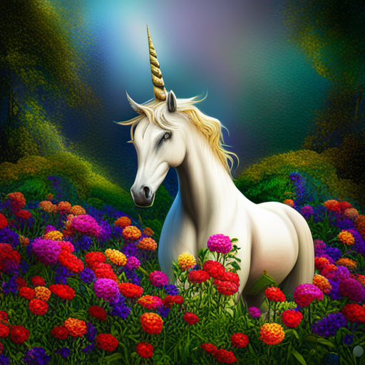 unicorn, flower, fantasy, magical, mythical, creature, nature, vibrant colors, whimsical, ethereal, dreamlike, surreal, fairytale, enchanting, delicate, graceful, mythical beast, flora, fauna, majestic, mystical, otherworldly, beauty, fantasy landscape, soft focus, fantastical elements