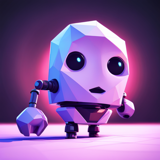 front-facing, tiny, cute, robot, low-poly, geometric shapes, digital-art, white background