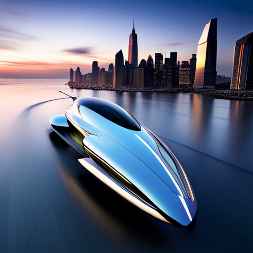 futuristic design, high-tech, aerodynamic shape, AI control, carbon fiber components, asymmetrical shapes, holographic and neon-lit accents, levitation, dynamic and chrome-plated, modular and transparent, fast movement, sci-fi vibe