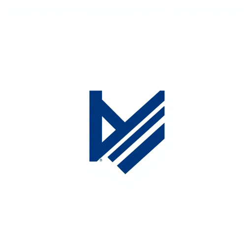 abstract M lettermark, geometric precision, two thick diagonal lines, sharp V convergence, bold solid indigo, minimal modern logo, geometric shapes, Bauhaus influence, dynamic symmetry, clean lines, minimalism, stark contrast, white background, conceptual simplicity, contemporary aesthetics, high-impact clarity