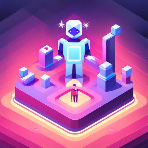 tiny robot, geometric shapes, low-poly, digital-art, white background